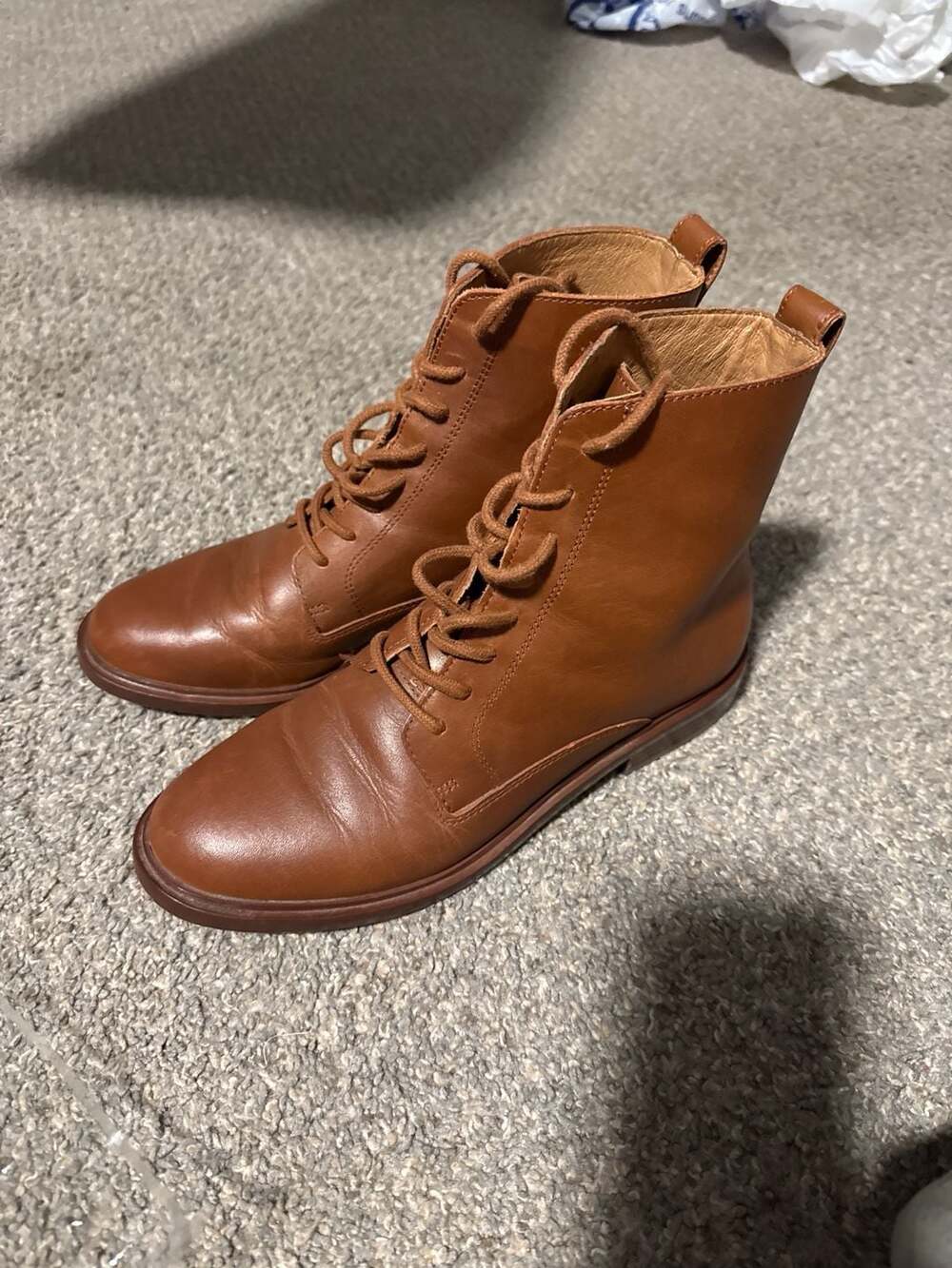 Madewell Brown Leather Lace-Up Ankle Boots